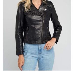 NWT SOFT GENUINE LAMB LEATHER BIKER JACKET SMALL